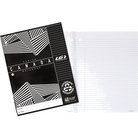 CAHIER D'EXERCICES CANADA LG LIGNÉ LAMINÉE  40P. NOIR