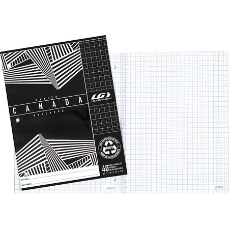 CAHIER D'EXERCICES CANADA LG QUADRILLÉ LAMINÉE 40P. NOIR